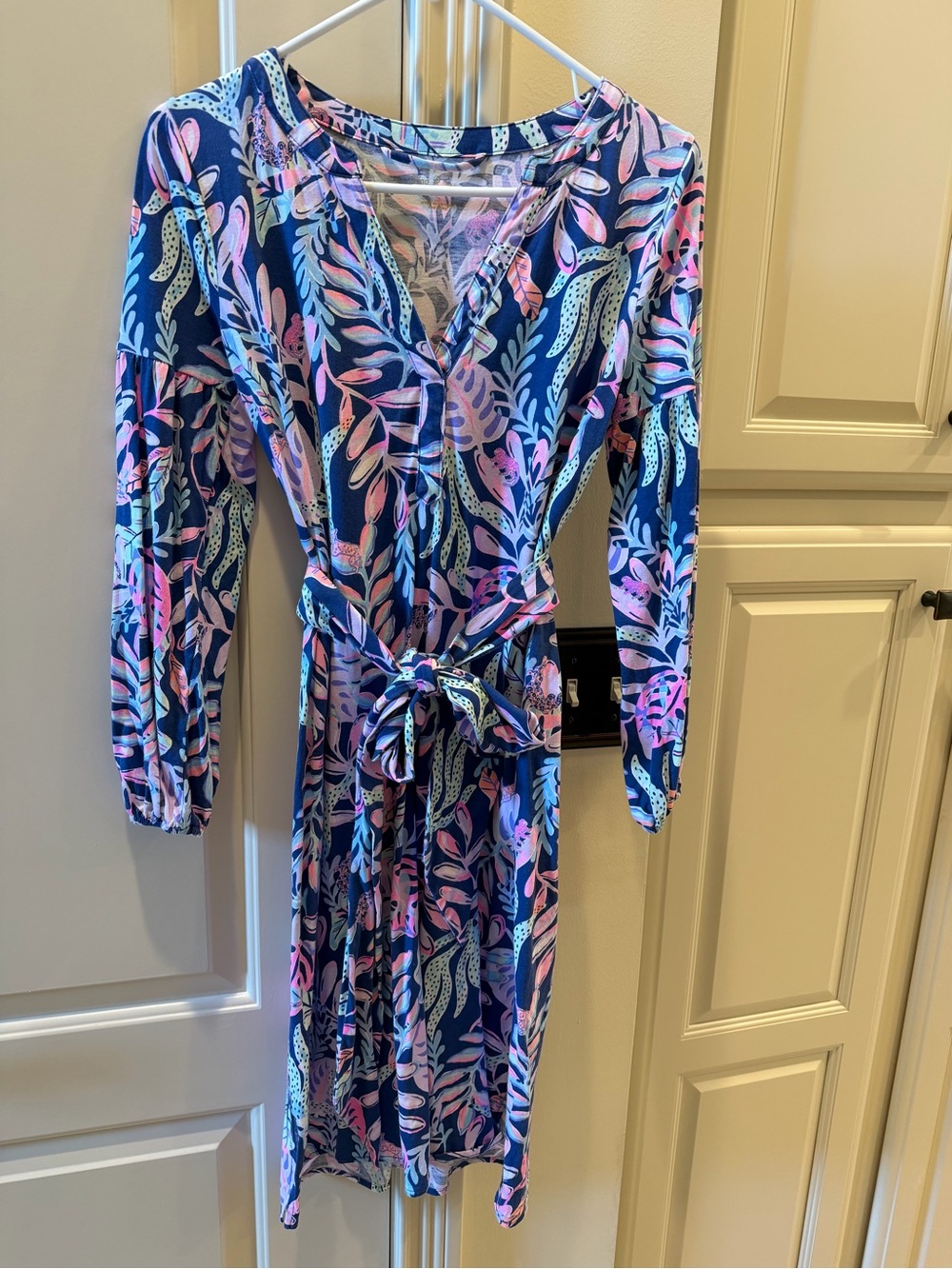 Lily Pulitzer Kierna Oyster Bay Floral Wrap-Style Long Sleeve Dress